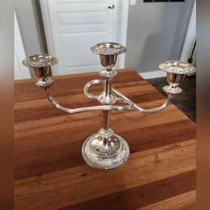 Elegant Silver Plated Vintage Twisted Arms 3 Candelabra. 1970's.